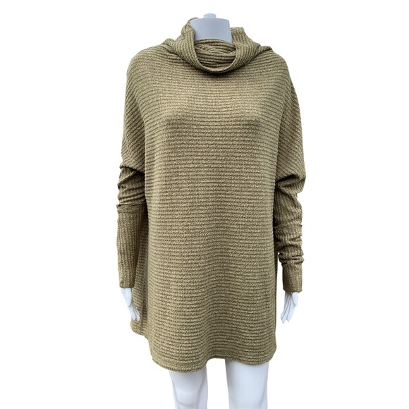 We The Free Womens Kitty Thermal Tunic sz XS Army Green Waffle Casual Oversized - Picture 2 of 14